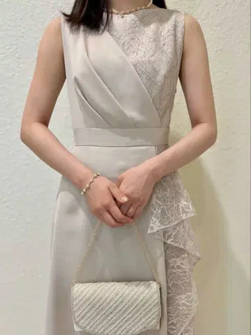 [새상품급] AIMER(에메) 라이트 그레이 레이스 드레이프 드레스