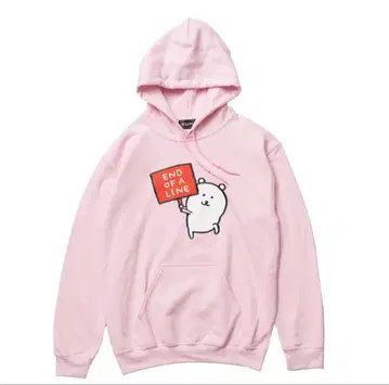 나가노의 곰 후드티 핑크 남녀 공용 P/O 후드티 최후미 라이트 핑크