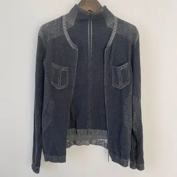 히로코비스 면 100 다크 그레이 집업 터틀넥 앙상블 니트