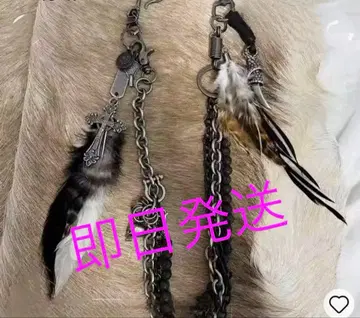 스컬 깃털 장식 지갑 체인 미사용 새상품 당일 발송 kmrii