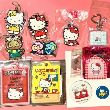 키티 KITTY 50th 키링 거울 캔뱃지 CD 리카짱