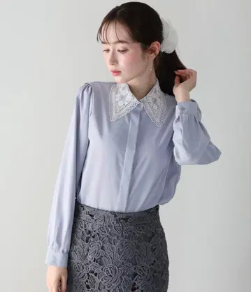 블루이스트 레이스 옷깃 블라우스