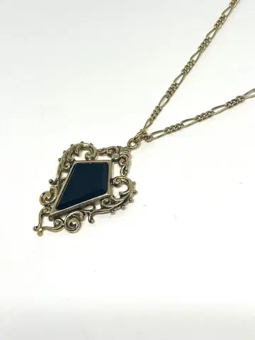 MIMA 각인 빈티지 목걸이 블랙 오닉스풍 골드 조