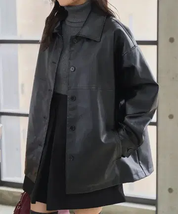 고베 레터스 페이크 레더 자켓 K1386 블랙