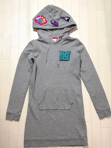 X-girl 후드티 원피스 그레이 후드 와펜 맨투맨 원피스