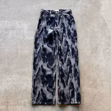 00's 올 패턴 자카드 와이드 데님 팬츠 마 혼방 아메카지 그런지 모드