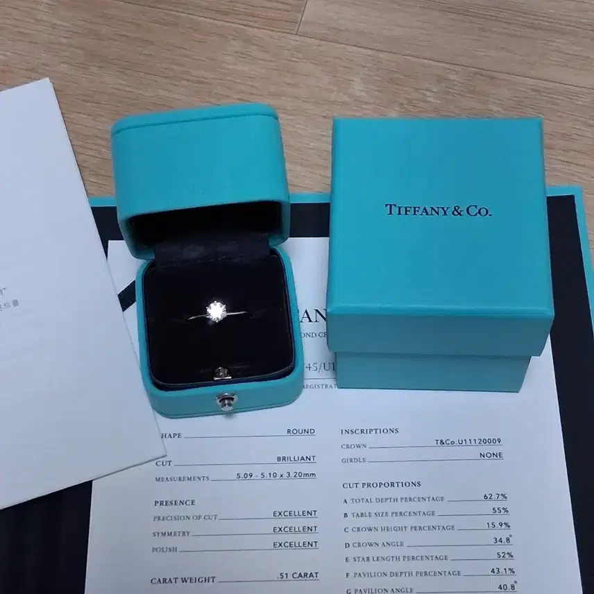 티파니앤코 VVS1)티파니 5.1부 다이아 솔리테어 플래티늄 다이아 반지 사진 2