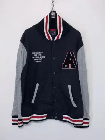 ILLS 스트릿 구제 의류 절개 맨투맨 바시티 자켓