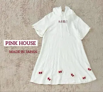 PINK HOUSE 후드티 미니 기장 원피스 튜닉 리본 와펜