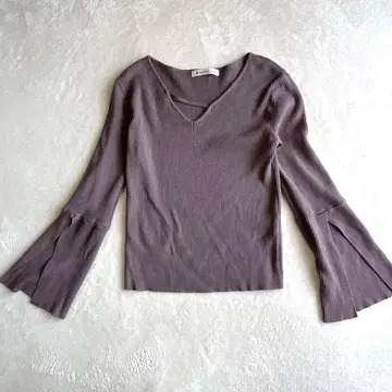 마제스틱 레곤 리브 니트 프론트 오픈 플레어 소매 상의 M