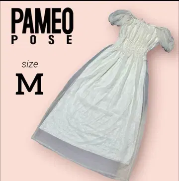 새상품 택 포함 PAMEO POSE 화이트 쉬폰 오프숄더 롱 원피스