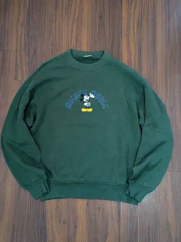 90s 디즈니 파랑 바지 미키 자수 맨투맨 그린