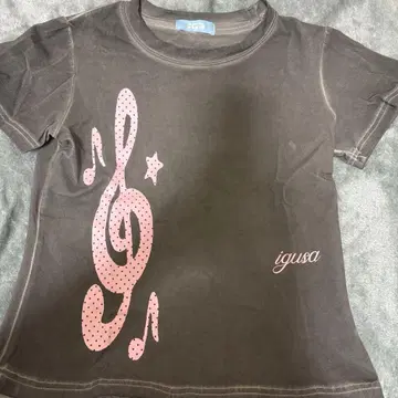 igusa 음악 모티브 반팔 T셔츠 브라운