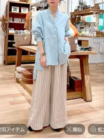 린넨 100 밴드 카라 셔츠 스튜디오 클립