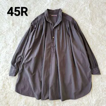 45R 코튼 개더 블라우스 스모크