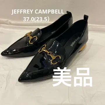 JEFFREYCAMPBELL 블랙 에나멜 펌프스 23.5 37 라운드 힐