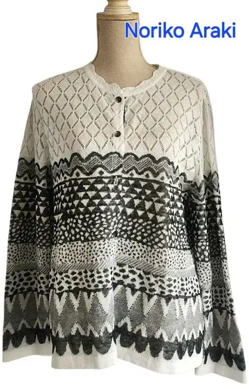 미사용 레벨 Araki Noriko 일본제 봄/여름 가디건 화이트 블랙