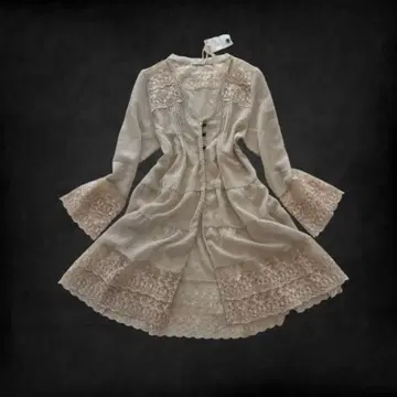 00's 페어리 그런지 모리걸 레이스 원피스 아이보리 티어드