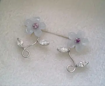 k14WG 2way 귀걸이 쉘 지르코니아 플라워 꽃