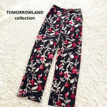 투모로우랜드 컬렉션 팬츠 꽃무늬 올 패턴 스트레이트 일본제 드레이프감