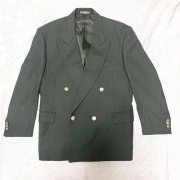 빈티지 골드 버튼 테일러드 자켓 더블 그린 울 AB4