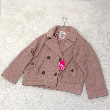 미사용 택 포함 숏 코쿤 코트 M 핑크 계열 울 코트 포켓