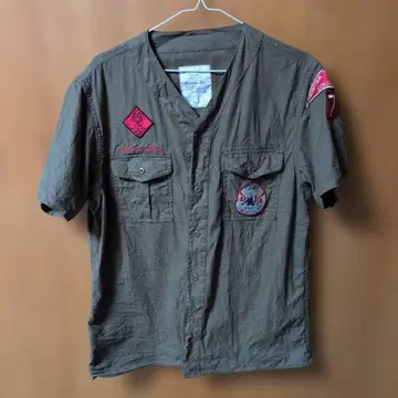 Houston 반팔 워크 셔츠 올리브색