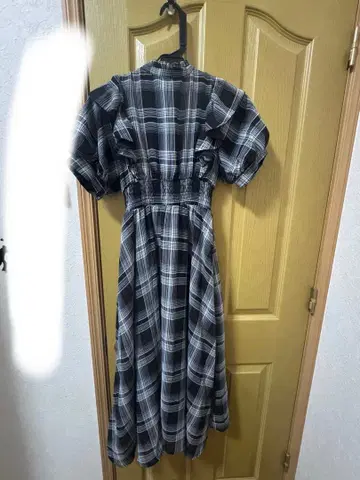 evelyn 원피스 블랙 체크 퍼프 슬리브