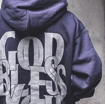 EXAMPLE GOD BLESS YOU 후드티 다크 네이비 L 사이즈