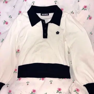 MARY QUANT 바이컬러 데이지 폴로 긴팔