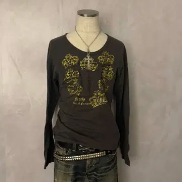 y2k 그런지 스터드 라메 시크 스타일 영문 레이어드 펑크 락 헤이세이