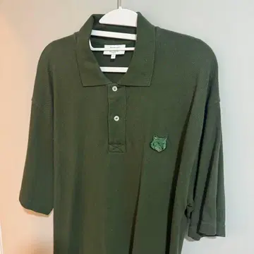 메종 키츠네 그린 오버 사이즈 피케 셔츠