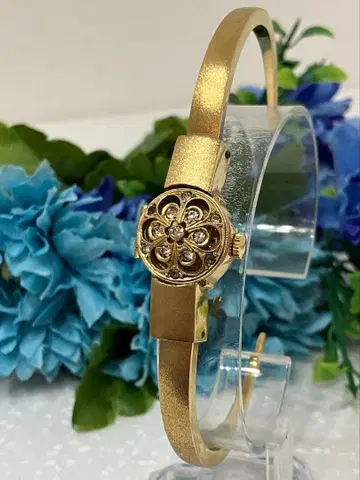 오리엔트 샹드라 뱅글 워치 수동 와인딩 플라워 모티브 골드