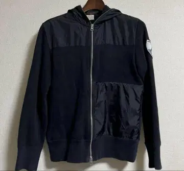 LOOPWHEELER 로고 와펜 나일론 절개 지퍼 후드티