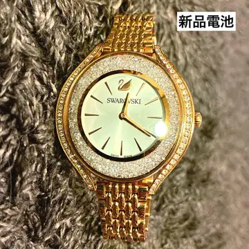 스와로브스키 손목시계 Crystalline Aura 로즈 골드 작동 중