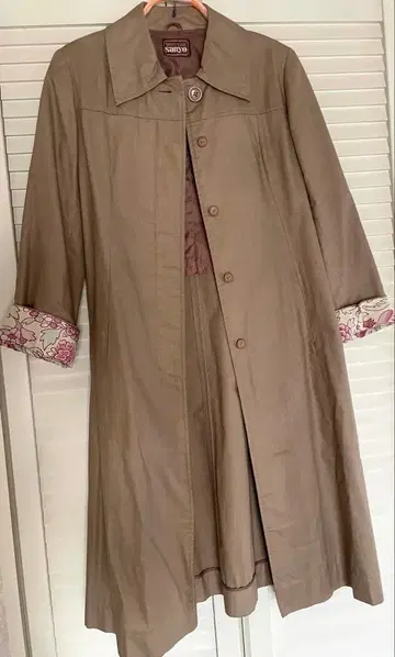베이지 트렌치코트 산요 sanyo 쇼와 레트로 스프링 린넨