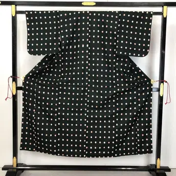 앤티크 기모노 메이센 물방울 패턴 블랙 컬러 AK-5106