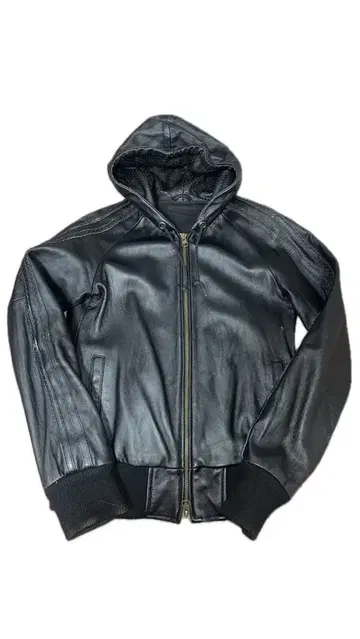 archive 그런지 y2k 가죽 자켓 후드 부착