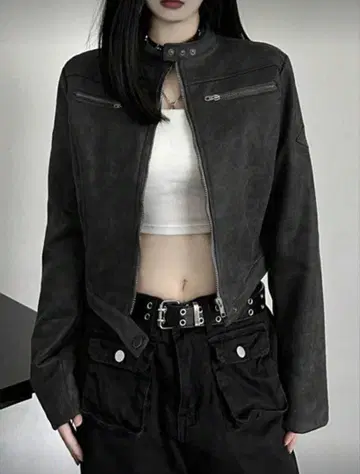 숏 바이크 자켓 시즈니룩