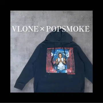 블랙 후드티 V 디자인 VLONE x POPSMOKE 후디 XL