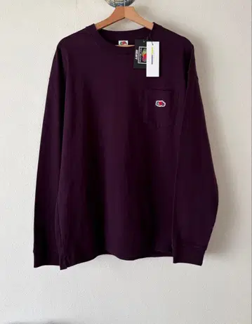 FRUIT OF THE LOOM 퍼플 롱 슬리브 T셔츠 L 실측치수 XL