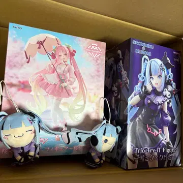 벚꽃 미쿠 벚꽃 드레스 유키 미쿠 x 쿠로미 피규어 봉제 인형 세트