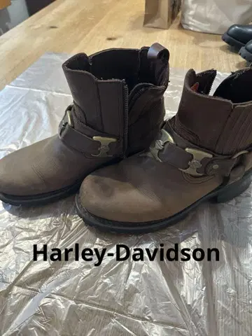 Harley-Davidson 브라운 가죽 숏부츠 바이크 부츠