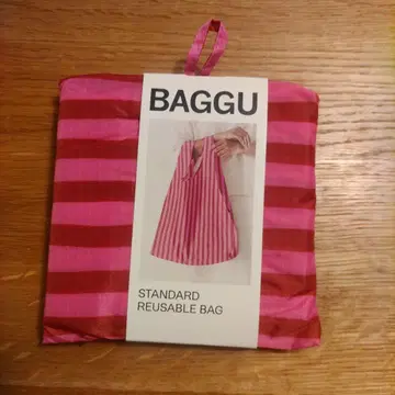 에코백 BAGGU 핑크 & 레드 페인트 스트라이프 스탠다드