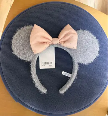 [즉시 발송] 미니 귀 머리띠 그레이 x 핑크 리본 샤기