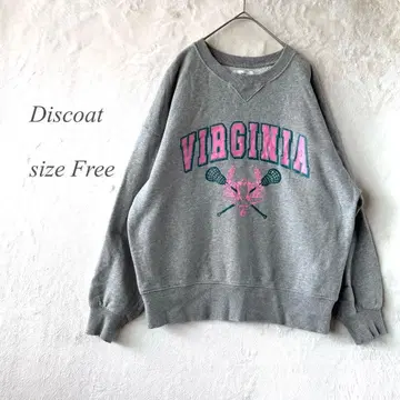 Discoat 맨투맨 프리 핑크 그레이 빅 프린트 1317