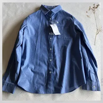 [ 미사용 택 포함 ] vis 아이스 블루 코튼 셔츠 긴팔 상의