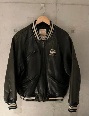 AVIREX 올 가죽 바시티 자켓 S 레더 스타디움 자켓 블랙