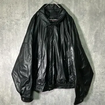 극상 와이드 소매 천연 가죽 가죽 자켓 블랙 XL 사이즈 어깨 패드 없음