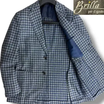 J5224 새상품급 브리라펠 일구스토 빅 하운드 투스 실크 린넨 자켓